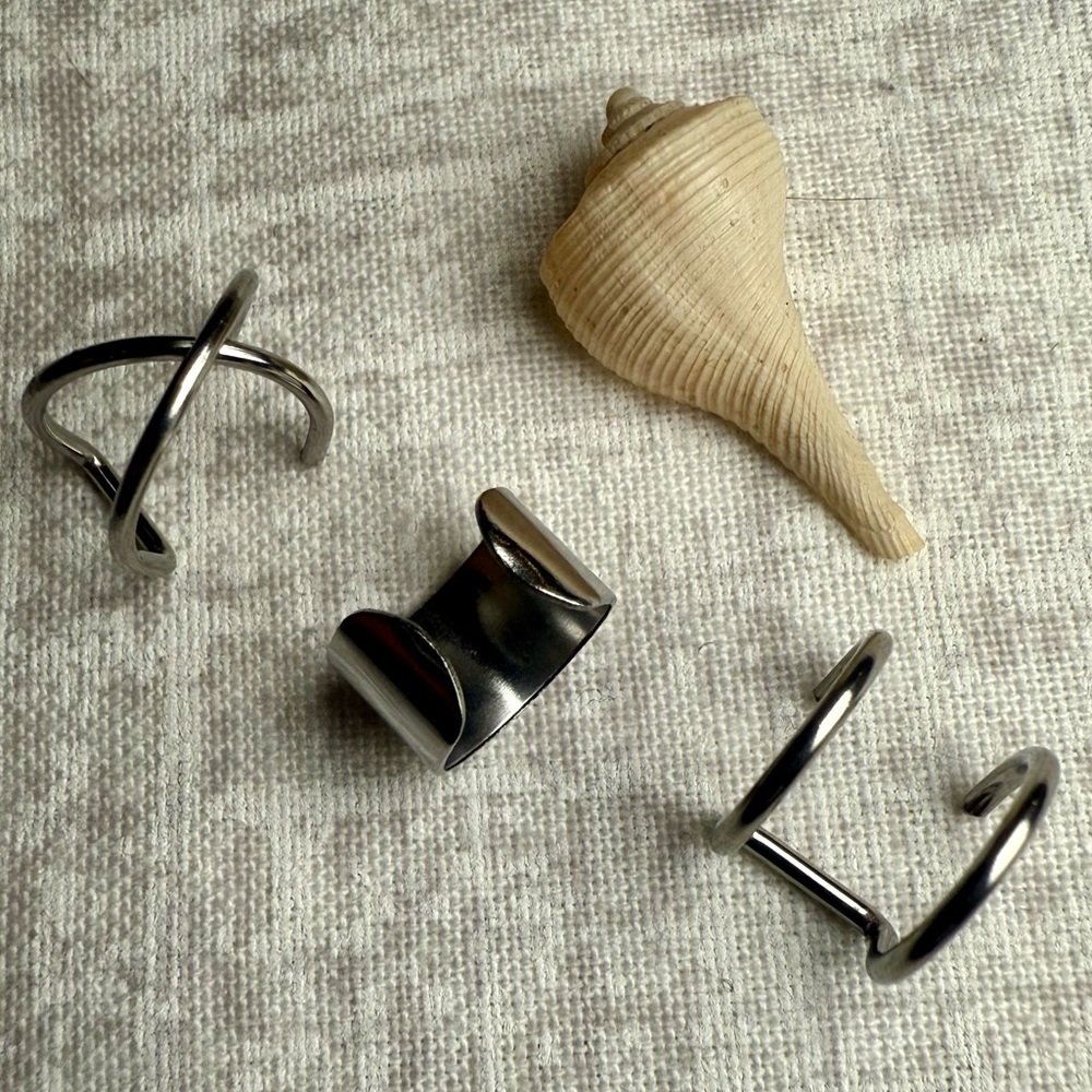 NWT Set of 3 Stainless Steel Ear Cuffs, Unisex, Non-Pierced